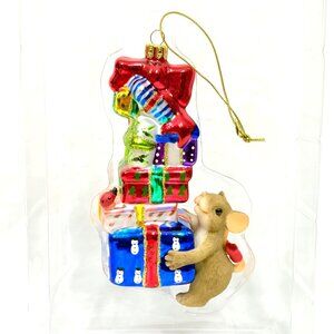 Vintage Charming Tails Glass Ornament "Stacks Of Joy" by Fitz & Floyd